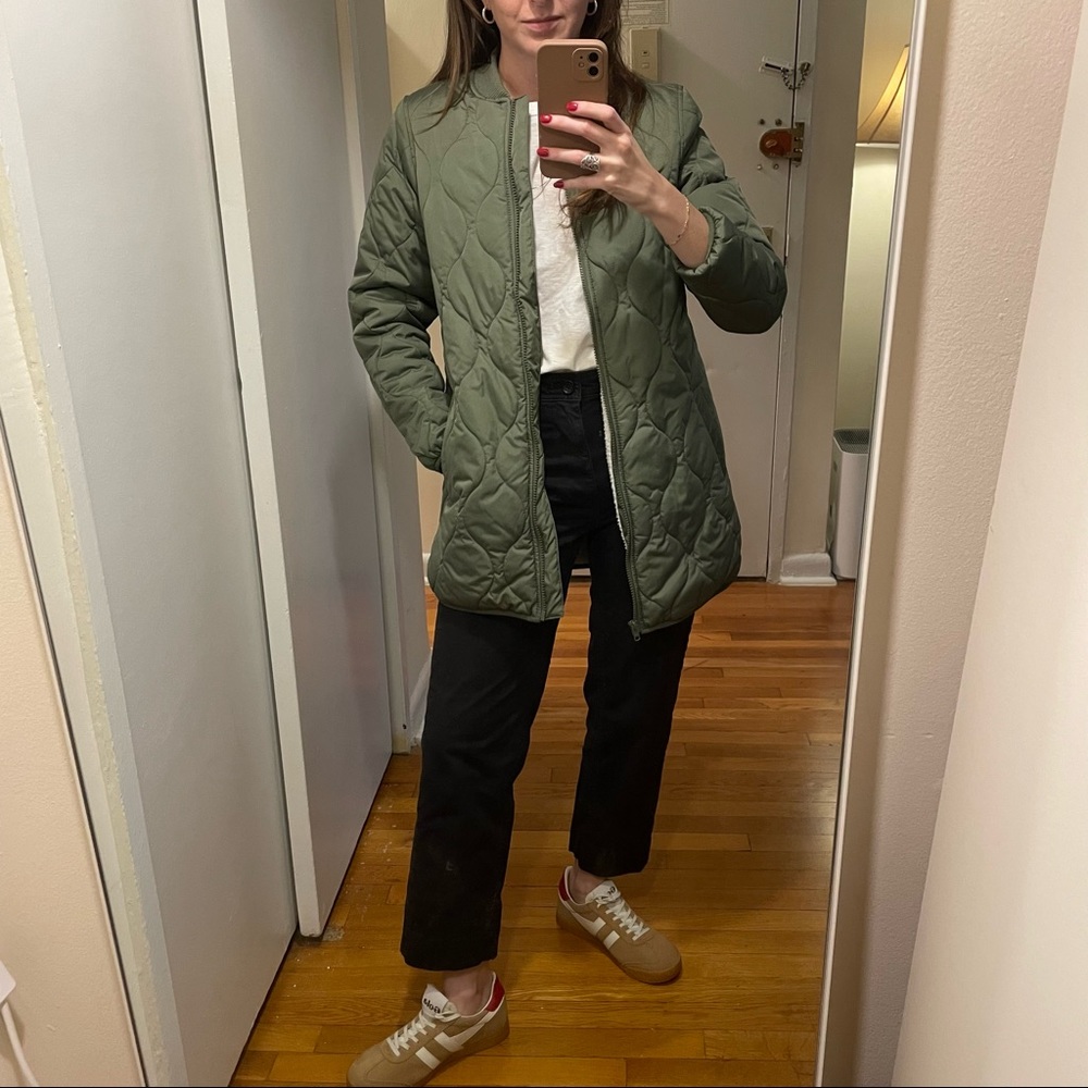 Green Quilted, Sherpa Lined Jacket